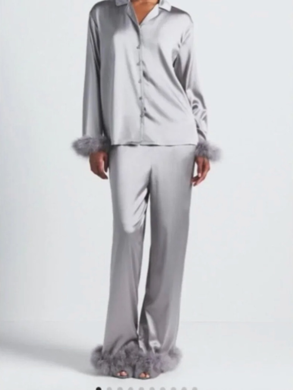 SKIMS silk feather trim "PANT"- MIRROR